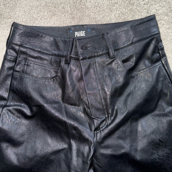 PAIGE Pants - PAIGE Midnight Black Leather Trousers